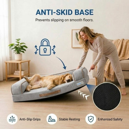 HANK CozyHaven Premium Sofa Dog Bed | Anti Skid & Machine Washable(Grey)