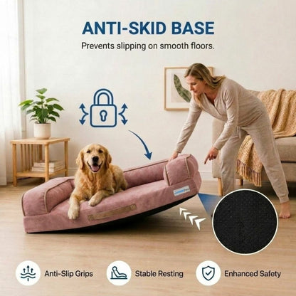 HANK CozyHaven Premium Sofa Dog Bed | Anti Skid & Machine Washable(Pink)