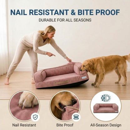 HANK CozyHaven Premium Sofa Dog Bed | Anti Skid & Machine Washable(Pink)