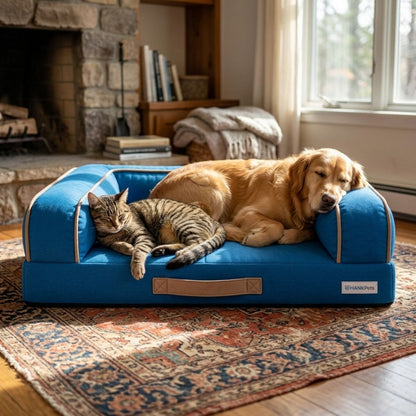 HANK CloudRest Dog Bed – Orthopedic Dog Sofa Bed, Washable & Anti-Slip Pet Bed(Blue)