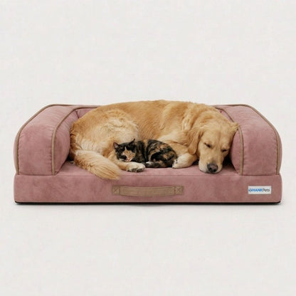 HANK CozyHaven Premium Sofa Dog Bed | Anti Skid & Machine Washable(Pink)
