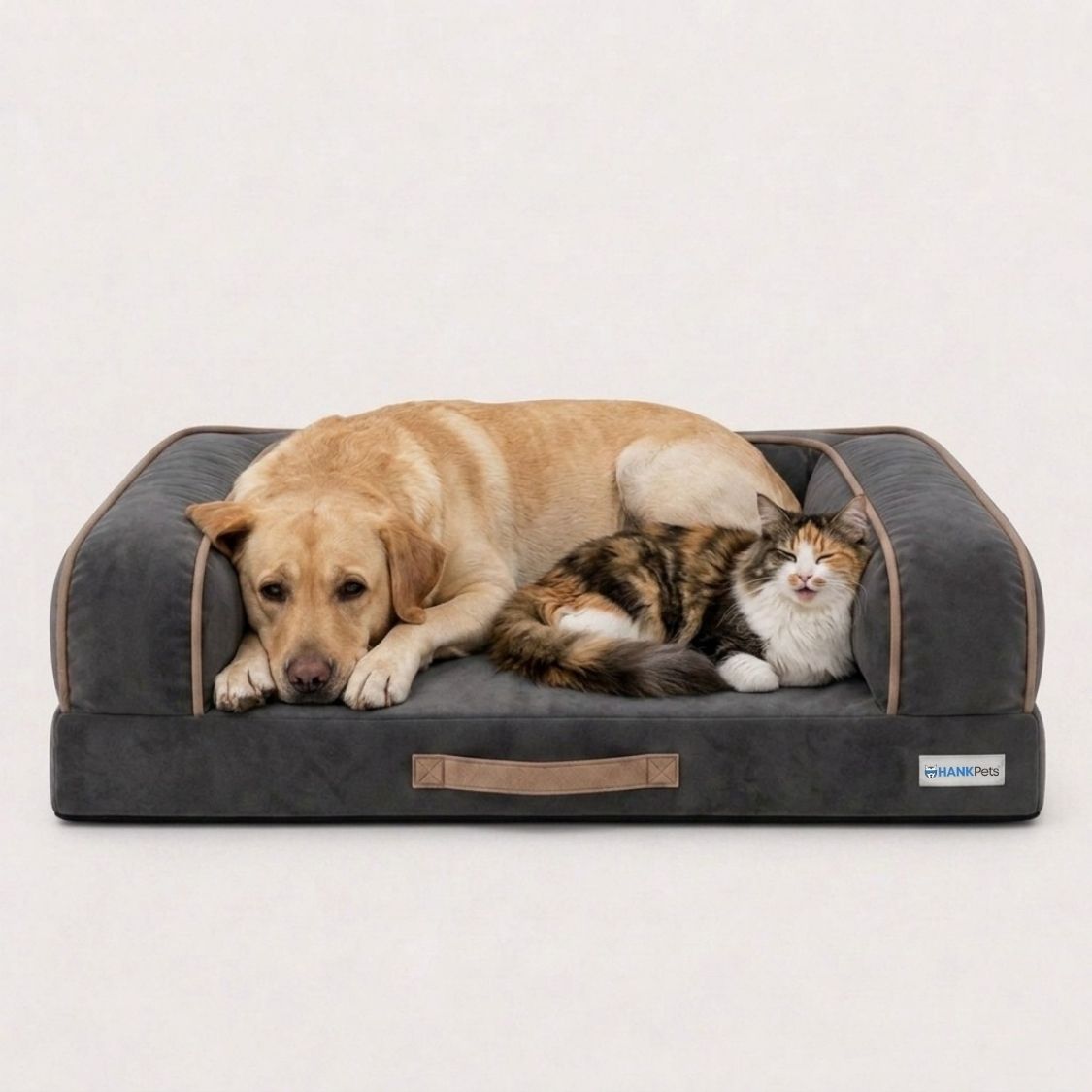 HANK CozyHaven Premium Sofa Dog Bed | Anti Skid & Machine Washable(Grey Black)