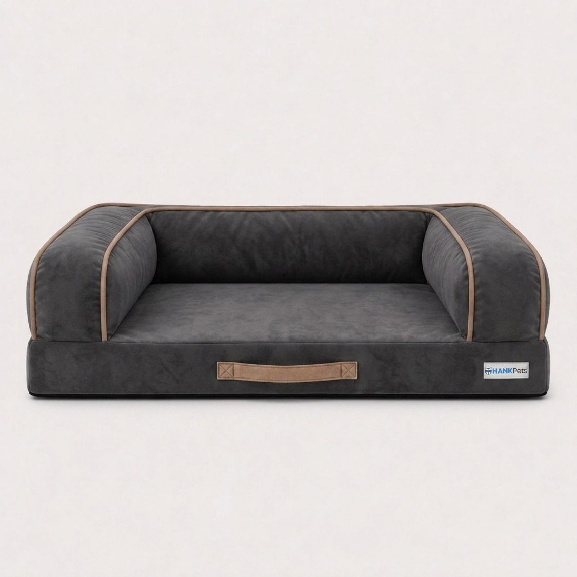 HANK CozyHaven Premium Sofa Dog Bed | Anti Skid & Machine Washable(Grey Black)
