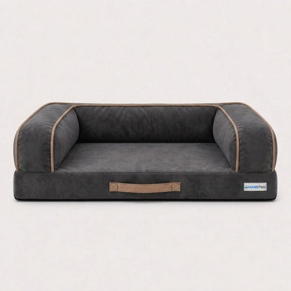 HANK CozyHaven Premium Sofa Dog Bed | Anti Skid & Machine Washable(Grey Black)