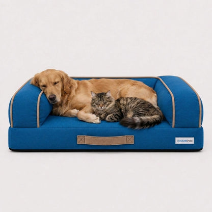 HANK CloudRest Dog Bed – Orthopedic Dog Sofa Bed, Washable & Anti-Slip Pet Bed(Blue)