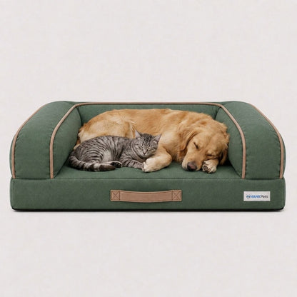 HANK CloudRest Dog Bed – Orthopedic Dog Sofa Bed, Washable & Anti-Slip Pet Bed (Green)