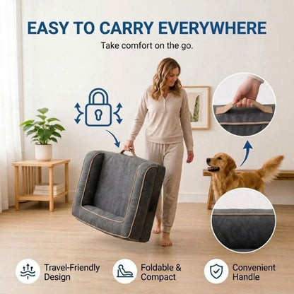 HANK CozyHaven Premium Sofa Dog Bed | Anti Skid & Machine Washable(Grey Black)