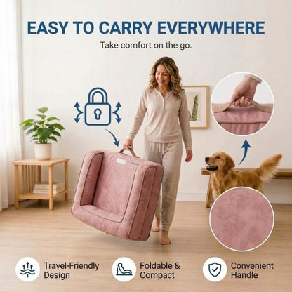 HANK CozyHaven Premium Sofa Dog Bed | Anti Skid & Machine Washable(Pink)