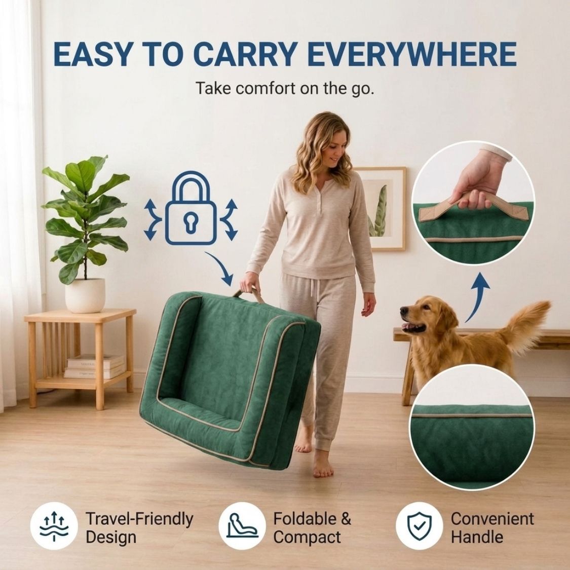 HANK CozyHaven Premium Sofa Dog Bed | Anti Skid & Machine Washable(Green)