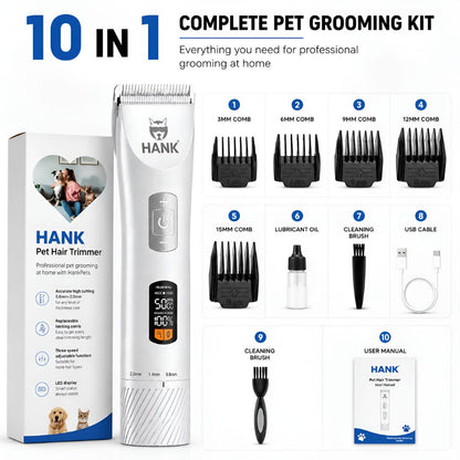 HANK Pet Hair Trimmer With LCD Display, Type C Charging | Suitable for All Breeds