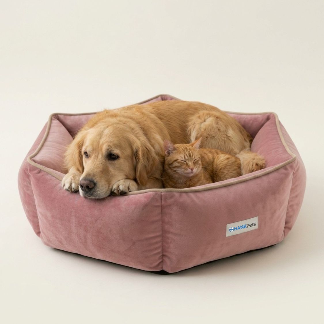 HANK HugFit Premium Dog Bed | Anti Skid & Machine Washable (Pink)