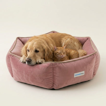 HANK HugFit Premium Dog Bed | Anti Skid & Machine Washable (Pink)