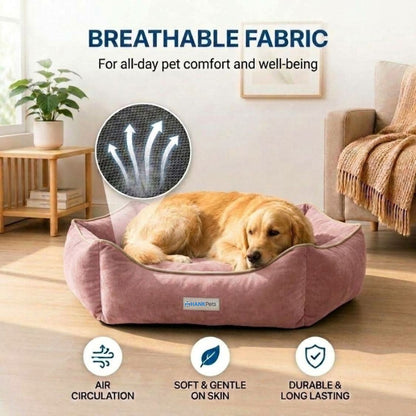 HANK HugFit Premium Dog Bed | Anti Skid & Machine Washable (Pink)