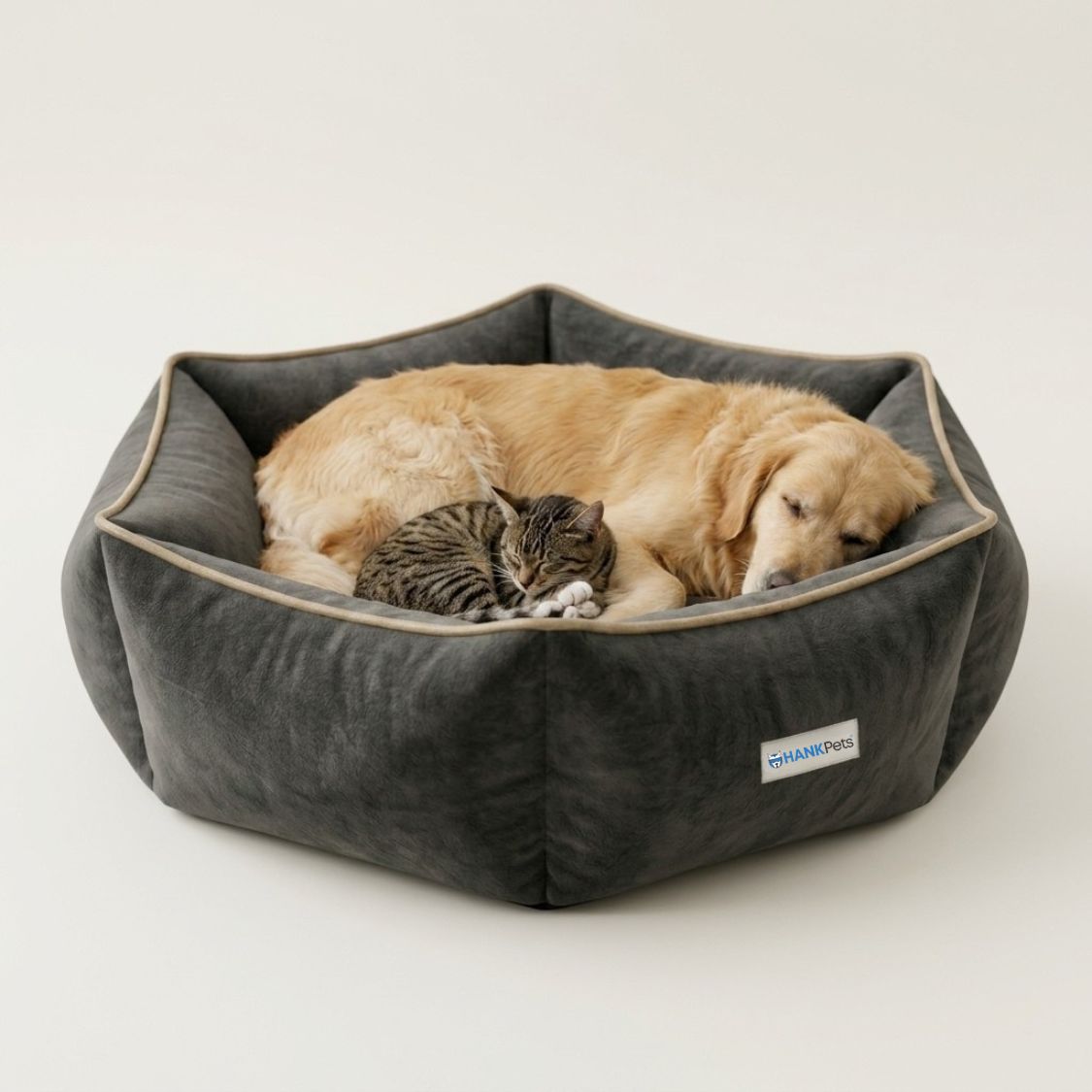 HANK HugFit Premium Dog Bed | Anti Skid & Machine Washable (Black)