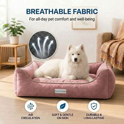 HANK SoftNest Premium Dog Bed Anti Skid & Machine Washable (Pink)