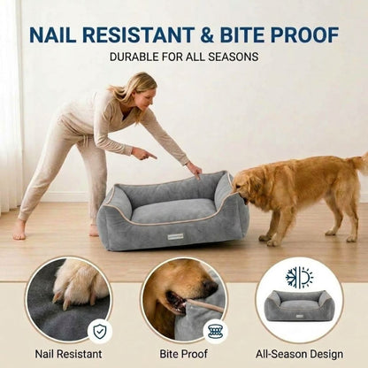 HANK SoftNest Premium Dog Bed Anti Skid & Machine Washable (Grey)