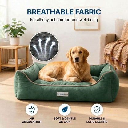 HANK SoftNest Premium Dog Bed Anti Skid & Machine Washable(Green)