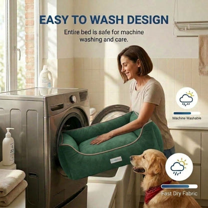 HANK SoftNest Premium Dog Bed Anti Skid & Machine Washable(Green)
