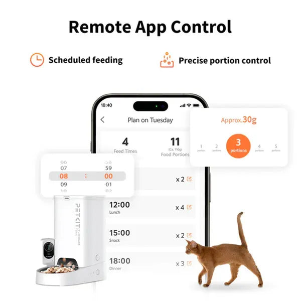 Automatic 2.4G WiFi Food Dispenser With HD Camera For Dogs And Cats