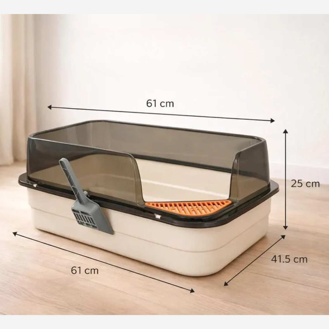 Large Cat Litter Box | High Wall Anti-Scatter Tray with Scoop