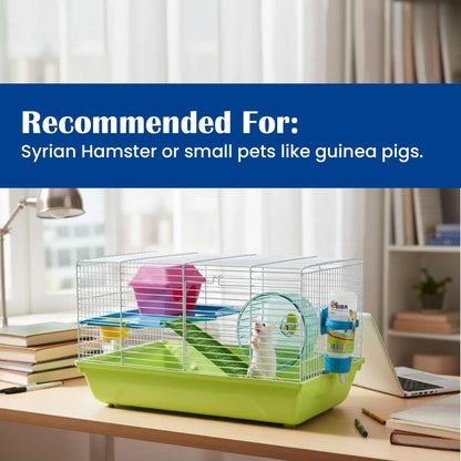 Martha Double Hamster & Guinea Pig Cage | Fun Activity Home for Small Pets, Multicolor