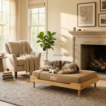 Wooden Dog Bed with Mattress & Cushion | Durable, Comfortable Pet Bed for Large Dogs & Cats