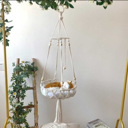 Handmade Macrame Cat Hammock | Space Saving Bed Without Pillow