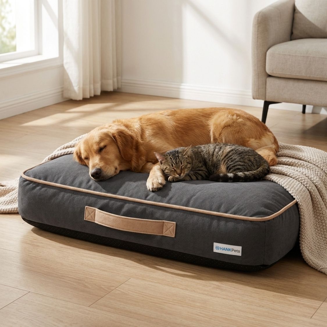 HANK CloudRest Premium Mattress Dog Bed | Anti Skid & Machine Washable ( Dark Grey)