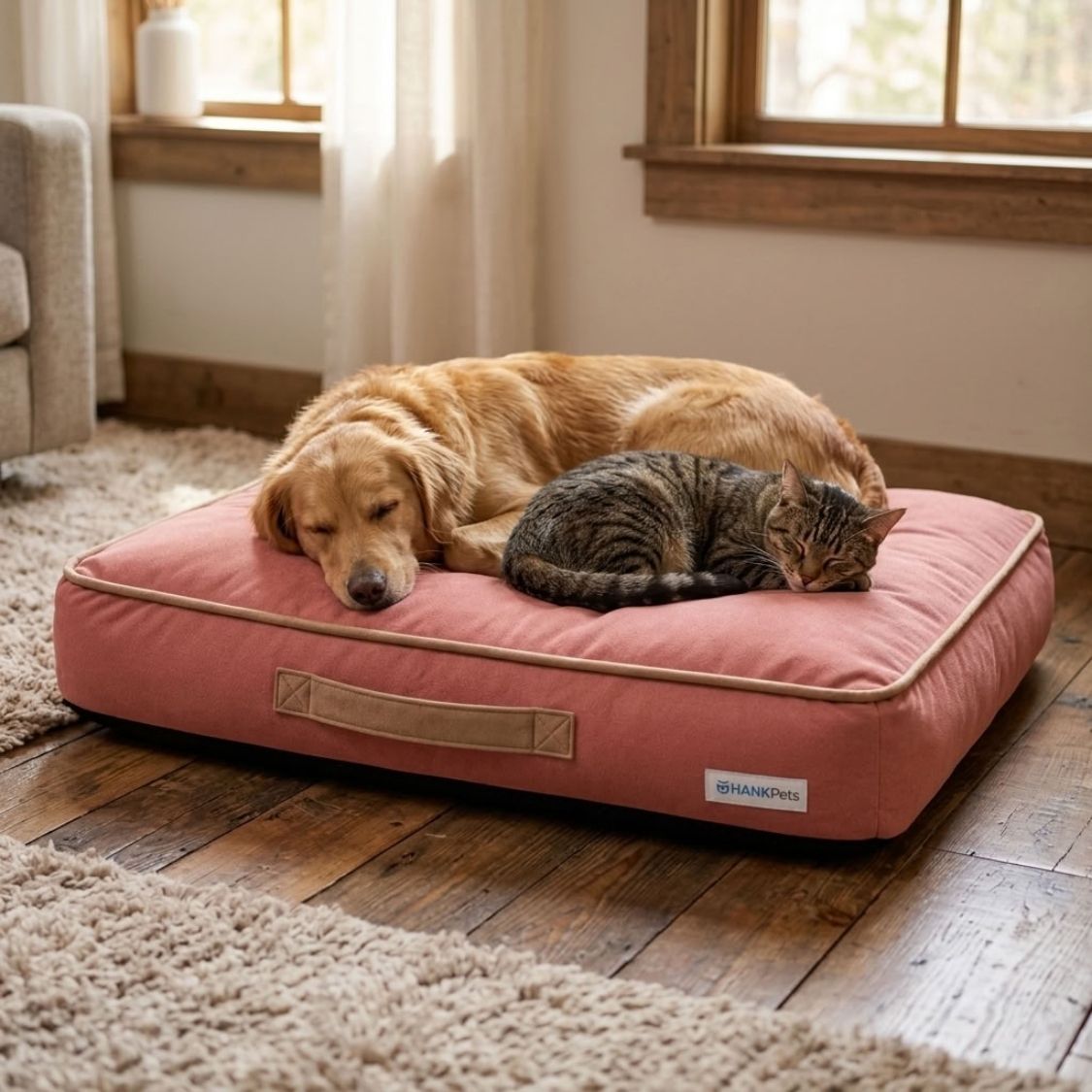 HANK CloudRest Premium Mattress Dog Bed | Anti Skid & Machine Washable (Pink)