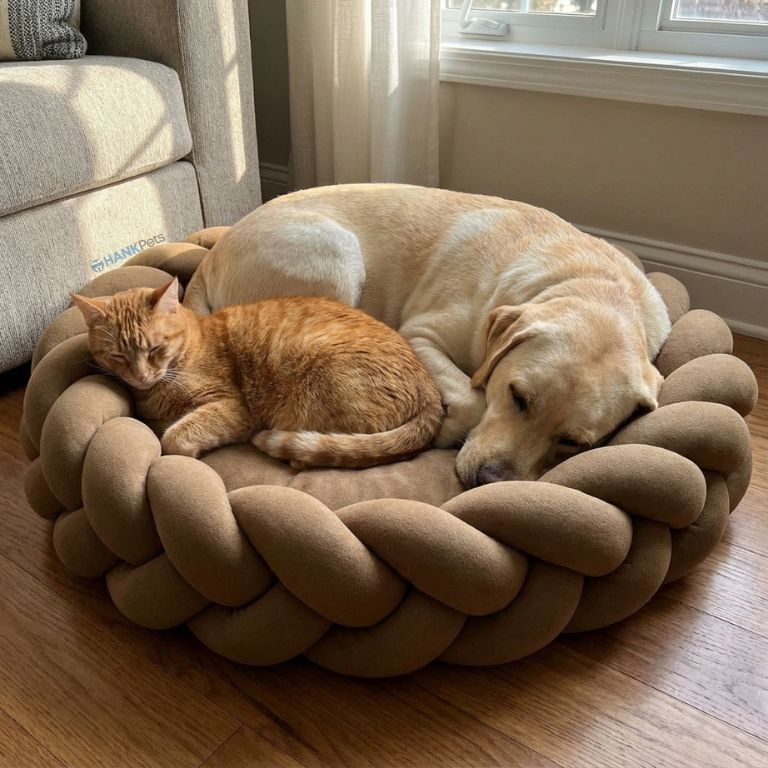 Braided Round Pet Bed for Dogs & Cats