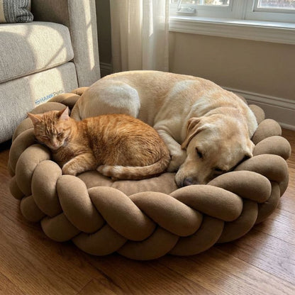 Braided Round Pet Bed for Dogs & Cats