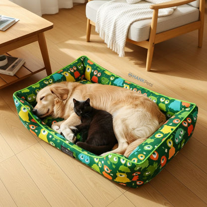 Washable Printed Lounger Bed for Dogs & Cats (Astro Sprout)