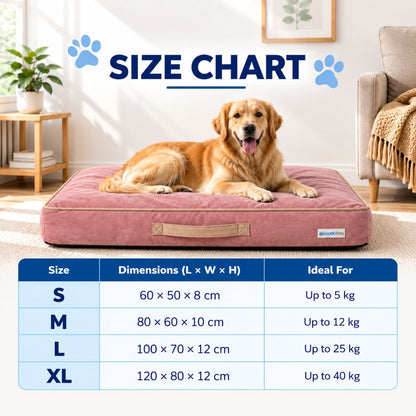 HANK CloudRest Premium Mattress Dog Bed | Anti Skid & Machine Washable (Pink)