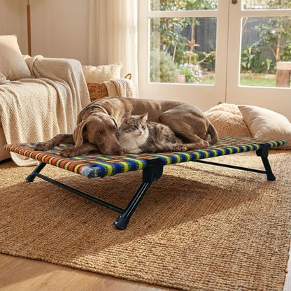 Folding Elevated Cat & Dog Bed | All Seasons Comfort with Breathable Nylon Mesh I Anti-Skid & Waterproof