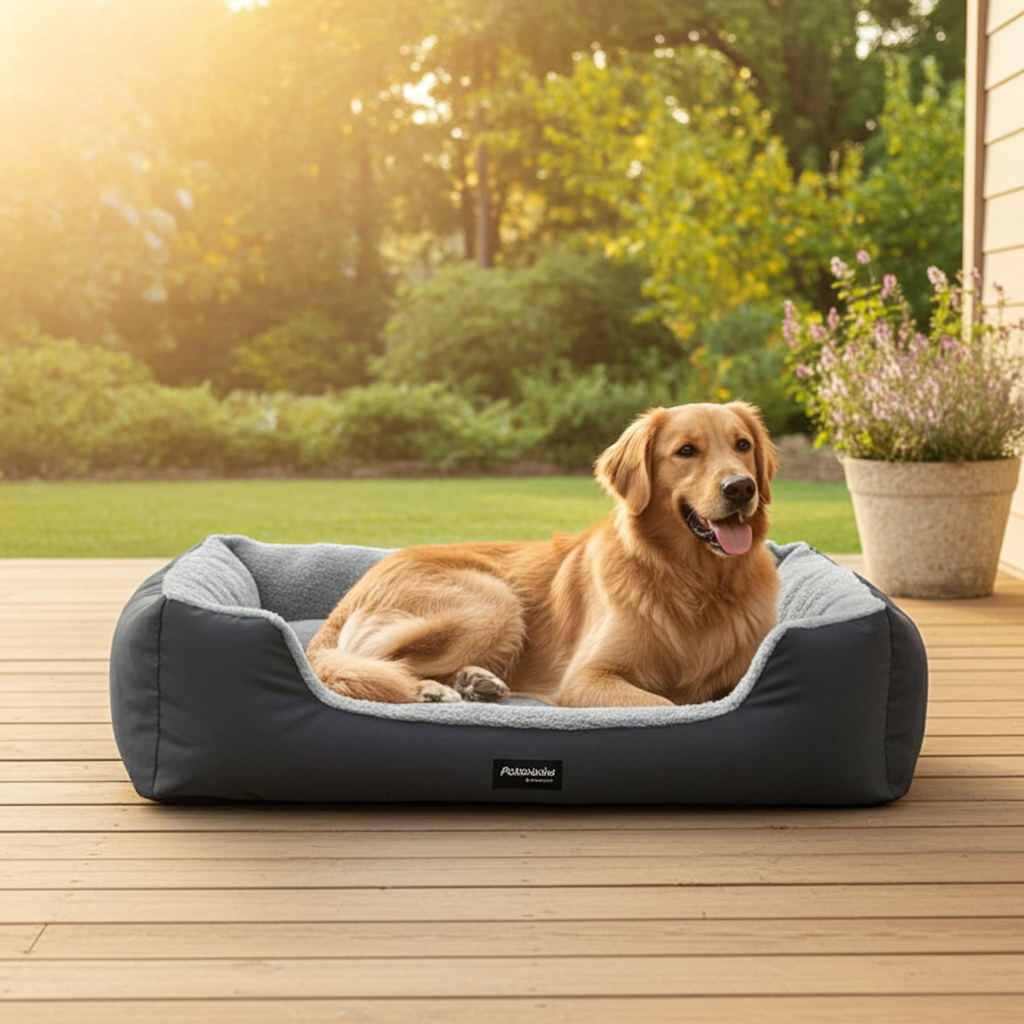 Pet Bed With Soft Fabric & Machine Washable (Black & Gray)