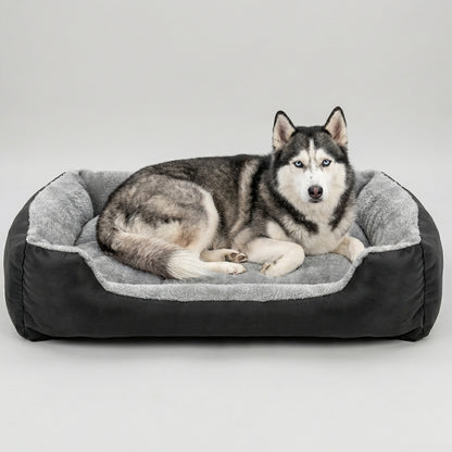 HANK Pet Bed With Soft Fabric & Machine Washable (Black & Gray) All Season