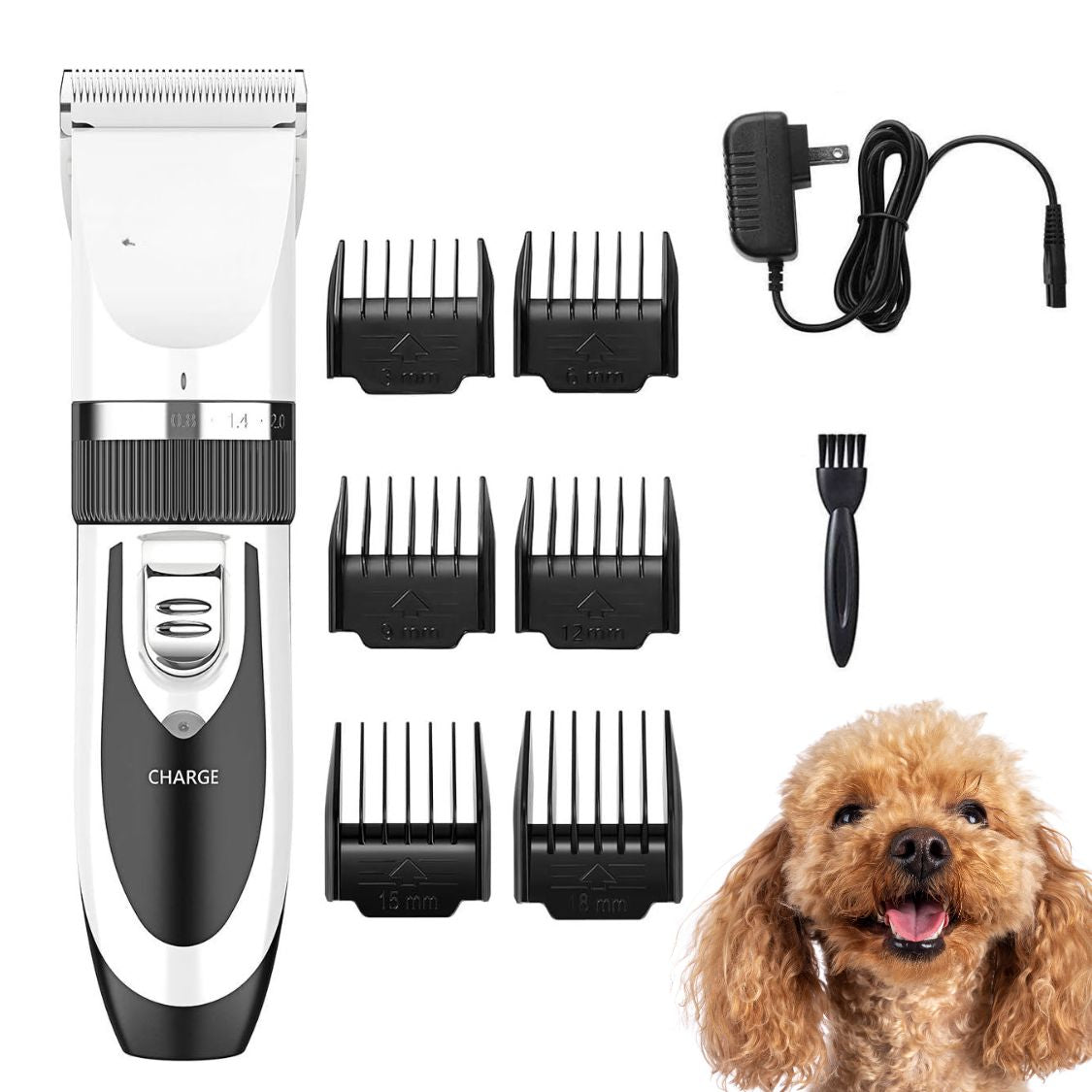 Pet Hair Trimmer for Dogs & Cats – Low Noise Dog Trimmer With Adjustable Comb