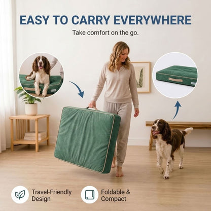 HANK CloudRest Premium Mattress Dog Bed | Anti Skid & Machine Washable (Green)