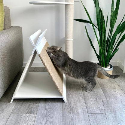 2 in 1 Wooden Cat House with Sisal Scratcher | Indoor Cat Bed, Hideout & Scratching Lounge