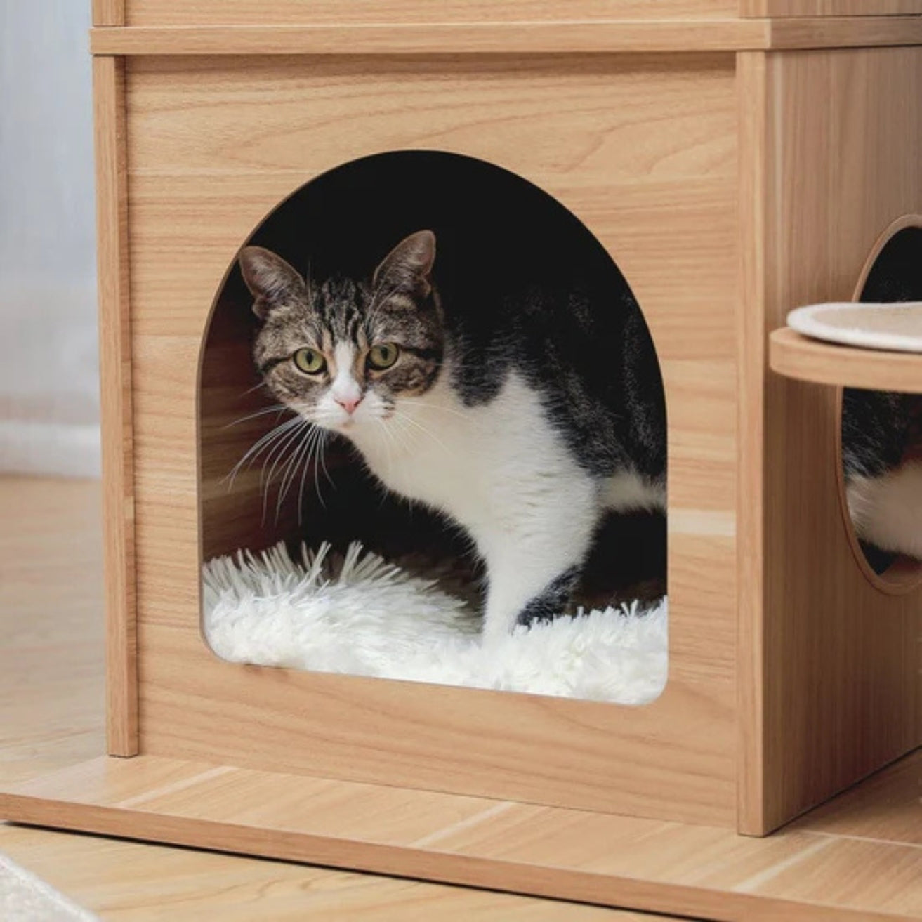 Wooden Multi-Level Cat Tower Scratching Posts and Perches for Indoor Cats