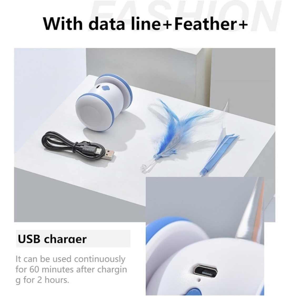 Interactive Rolling Cat Toy with Feather Teaser Automatic Motion Pet Toy