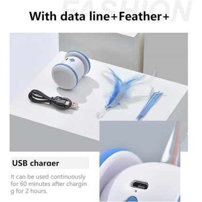 Interactive Rolling Cat Toy with Feather Teaser Automatic Motion Pet Toy