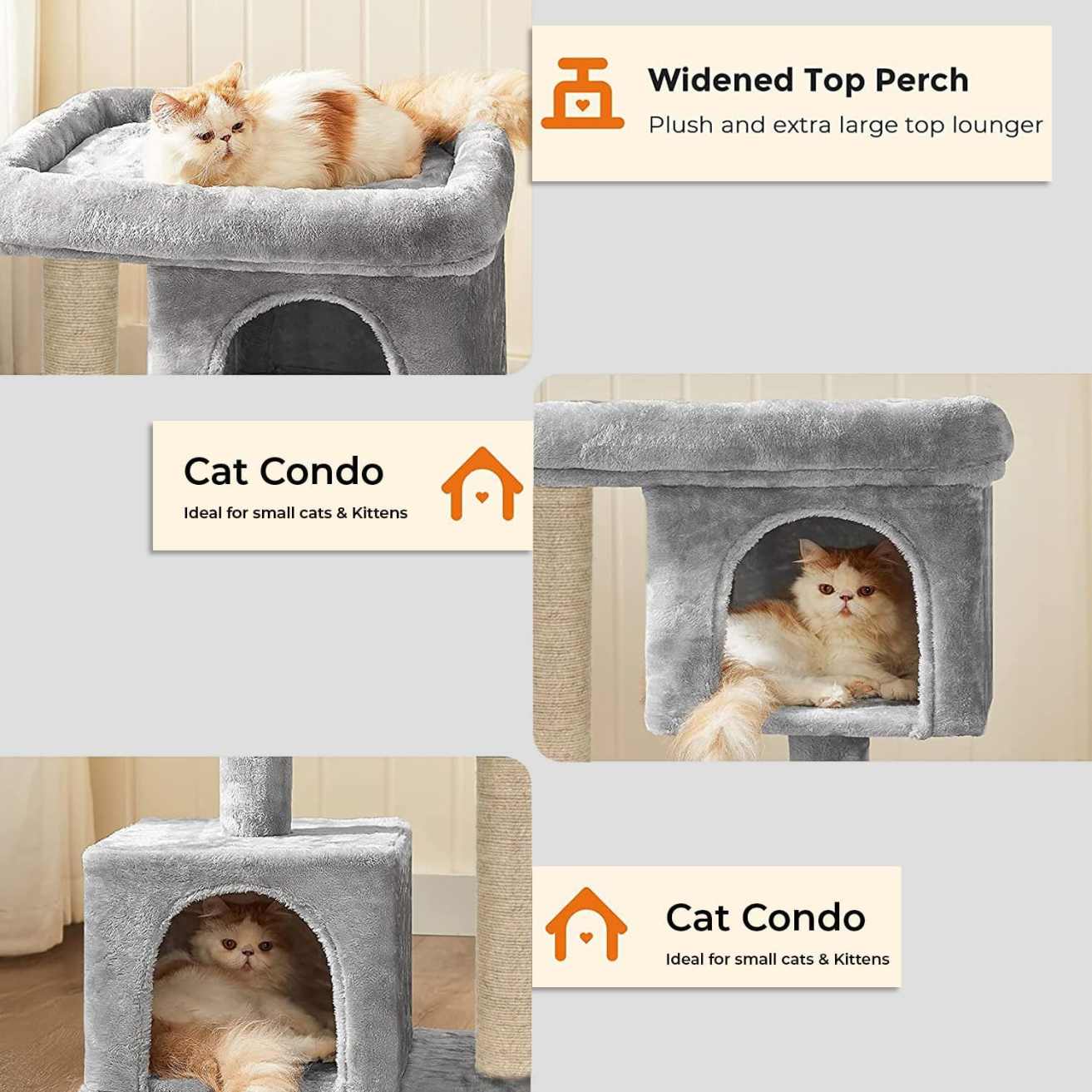 Condo Cat Kitten Activity Tree with Plush Bed & Jute Scratching Post | 26 Inch