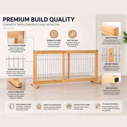 Trixie Pinewood Dog Barrier With Door | Indoor Pet Safety Gate