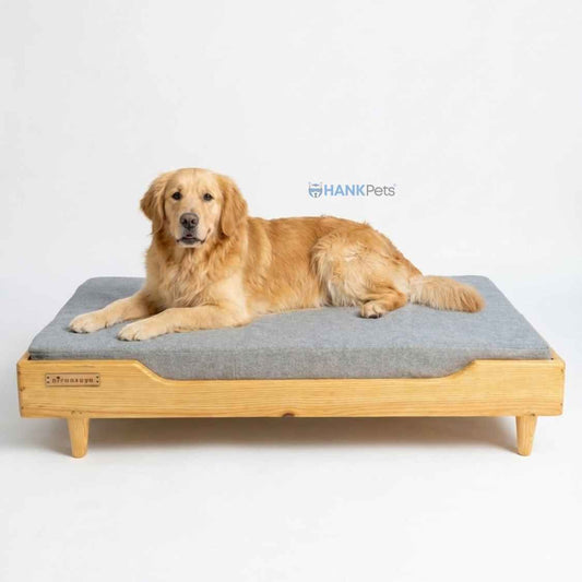 Large Wooden Pet Bed With Cushion | Comfortable Dog Bed