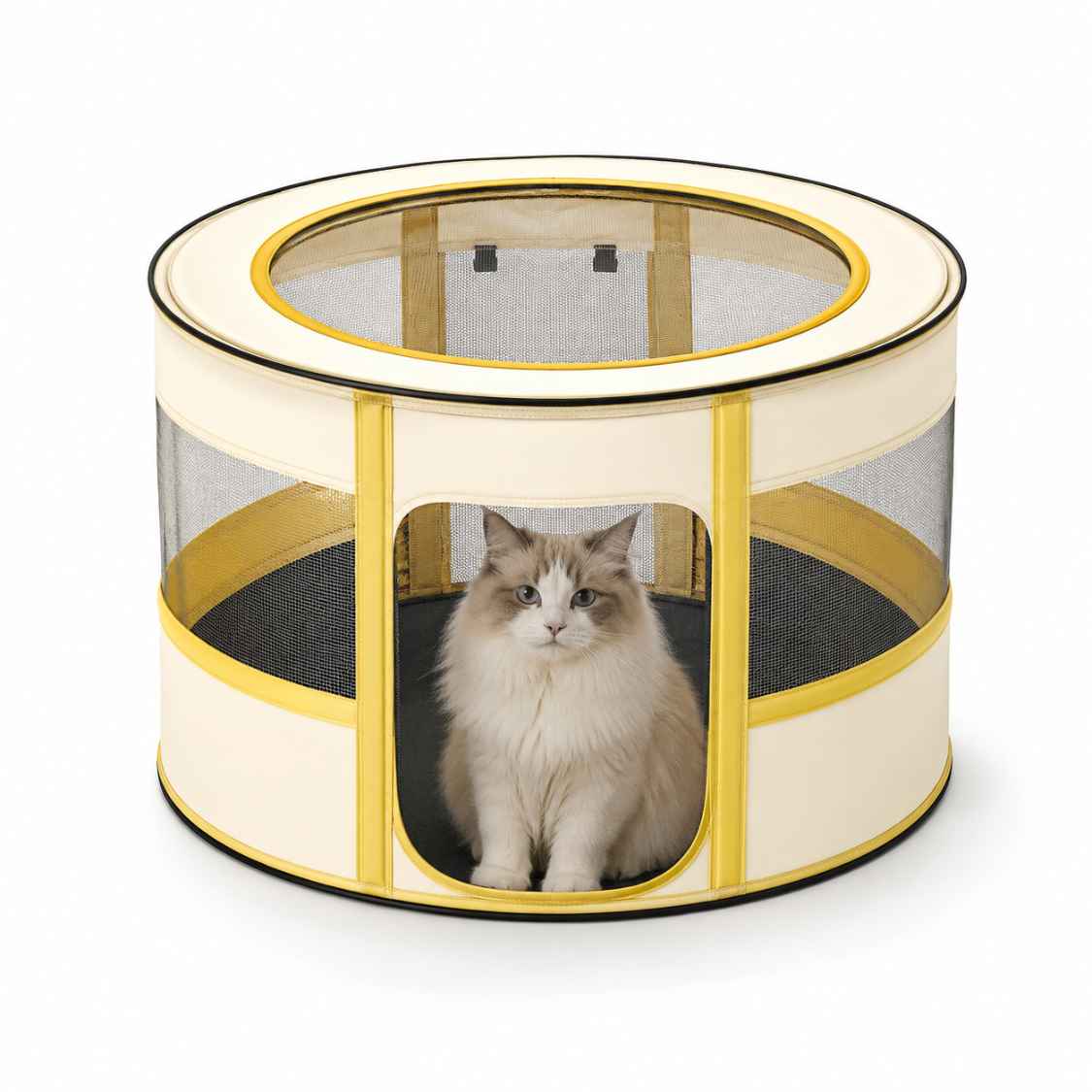 Foldable Indoor Pet Playpen Tent With Breathable Mesh For Cats & Small Dogs