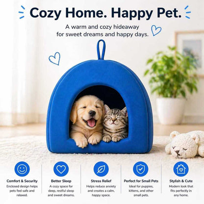 Pet House For Cats & Small Dogs | Foldable Soft Cave Bed Indoor