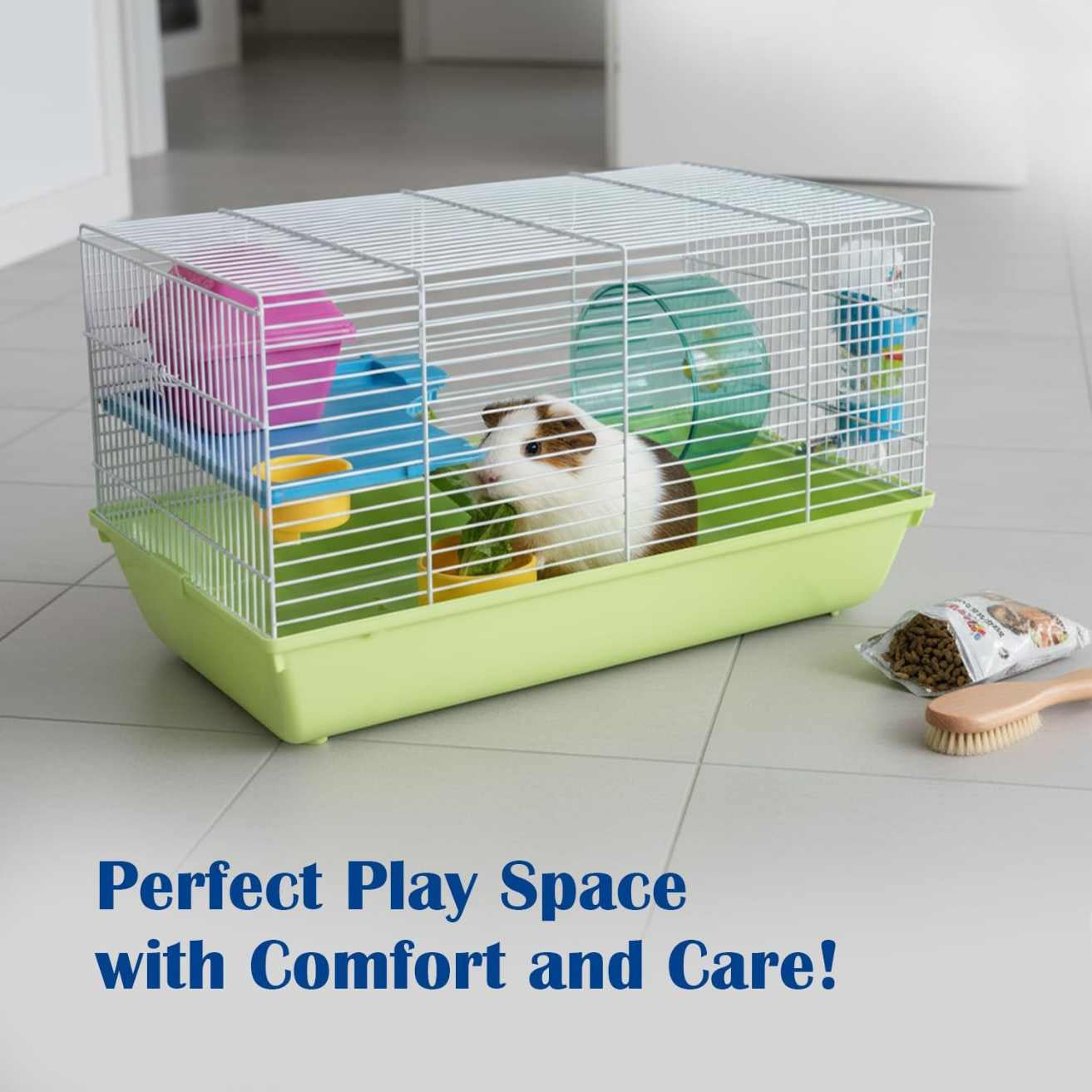 Martha Double Hamster & Guinea Pig Cage | Fun Activity Home for Small Pets, Multicolor