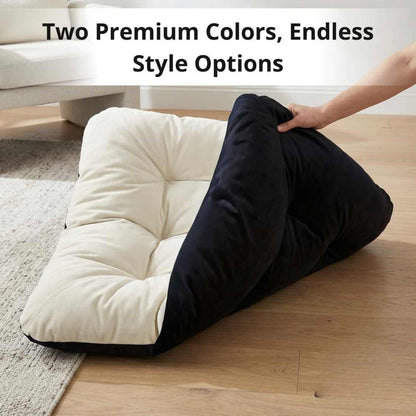 Reversible Pet Bed Washable Velvet Bed With Soft Mattress For Dogs & Cats (Cream)
