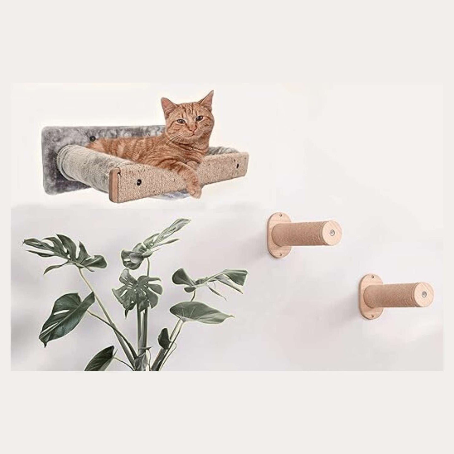 Kitten Cat Wall Mounted Hammock 24x13x8 – Plush Fur Fabric Cat Wall Bed (Grey)